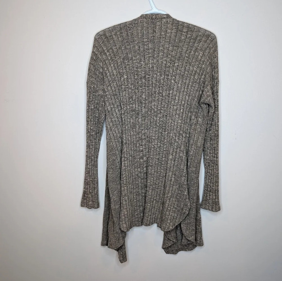 American Eagle High Low Open Front Brown Striped  Texture Cardigan Woman Medium - Picture 2 of 8